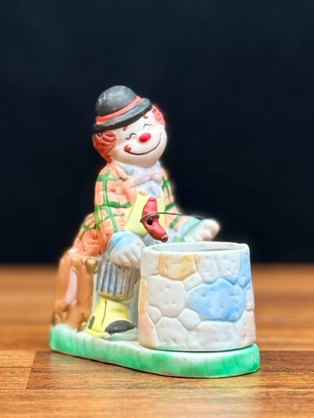 JASCO HOBO LUVKINS Clown Roasting Hotdog Porcelain Candleholder